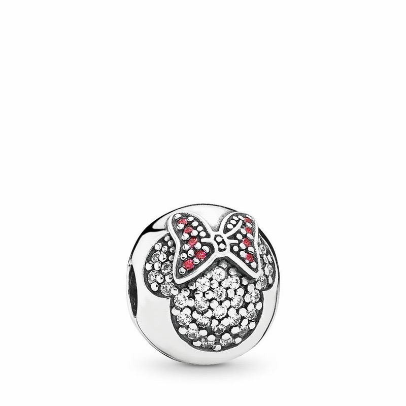 Pandora Disney Minnie Pavé Clip Charm Ireland - Sterling Silver/Red/Cubic Zirconia - 083147OGX